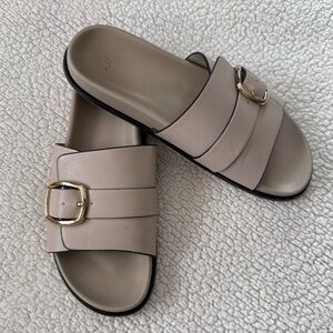 H&M Cream gold buckle women’s size 42/US 11 Slide Sandals